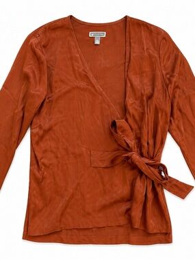 Chelsea28 orange satin wrap top